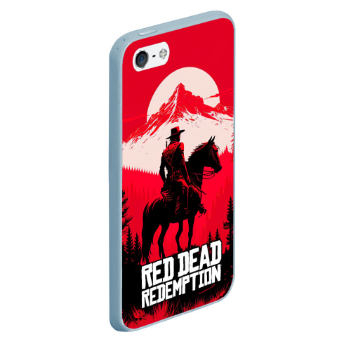 Чехол для iPhone 5/5S матовый Red Dead Redemption, mountain, цвет голубой - фото 3