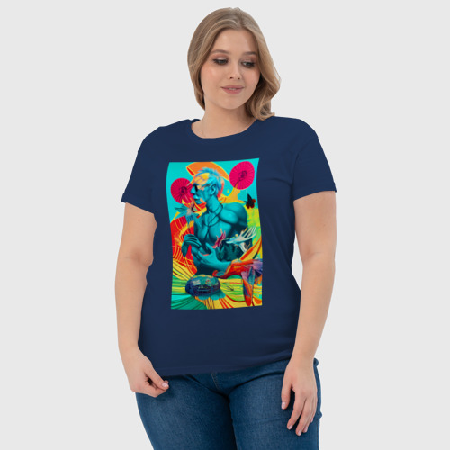 Женская футболка хлопок с принтом Энди Уорхол - фантазия - нейросеть, фото #4