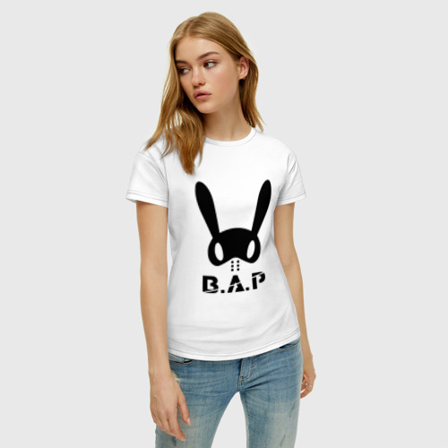 Женская футболка хлопок B.A.P big logo, цвет белый - фото 3