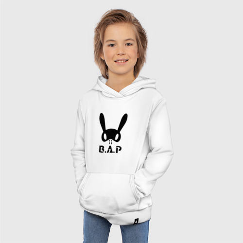 Детская толстовка хлопок B.A.P big logo, цвет белый - фото 5