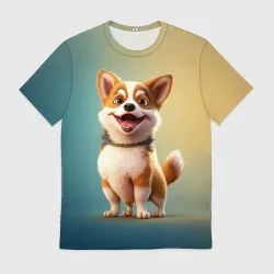 Мужская футболка 3D Корги молодец