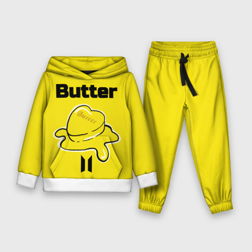 Детский костюм с толстовкой 3D BTS butter, цвет белый