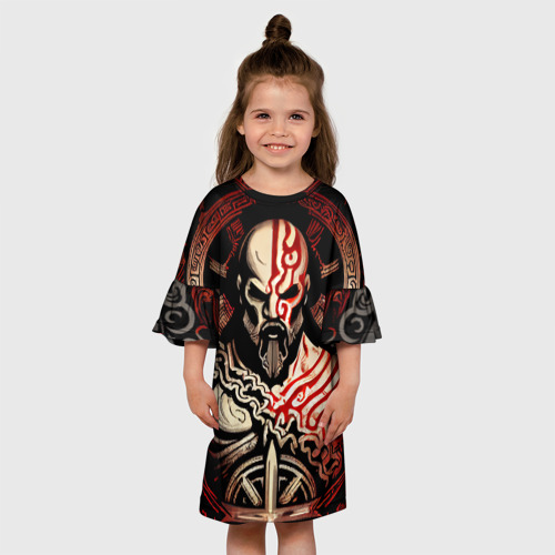 Детское платье 3D Кратос кельтский, цвет 3D печать - фото 4