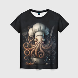 Женская футболка 3D Осьминог-повар