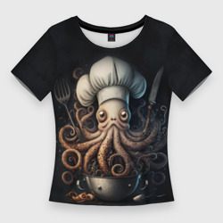 Женская футболка 3D Slim Осьминог-повар