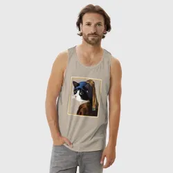 Мужская майка хлопок Кошечка с жемчужной сережкой Ян Вермеер - фото 2