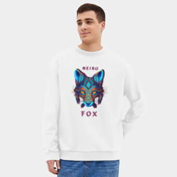 Мужской свитшот oversize без начеса хлопок Голова лисы - нейронная сеть - фото 2