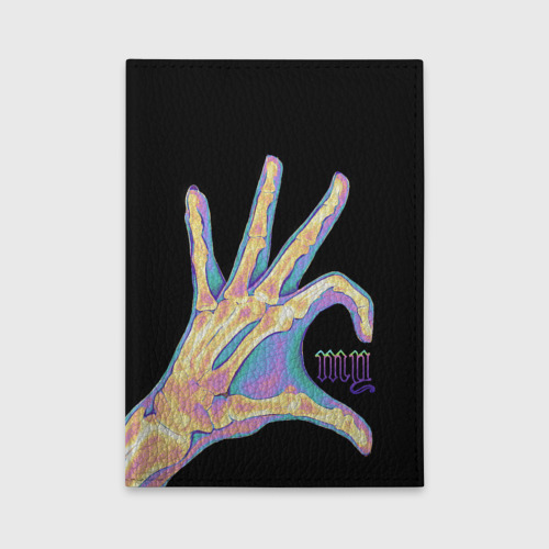 Обложка для автодокументов Сердечко левой рукой - неоновый рентген, цвет черный
