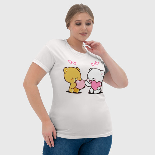 Женская футболка 3D с принтом Мишки с сердечками, фото #4