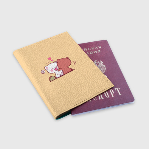 Обложка для паспорта матовая кожа Плюшевые медвежьи объятия, цвет бирюзовый - фото 3
