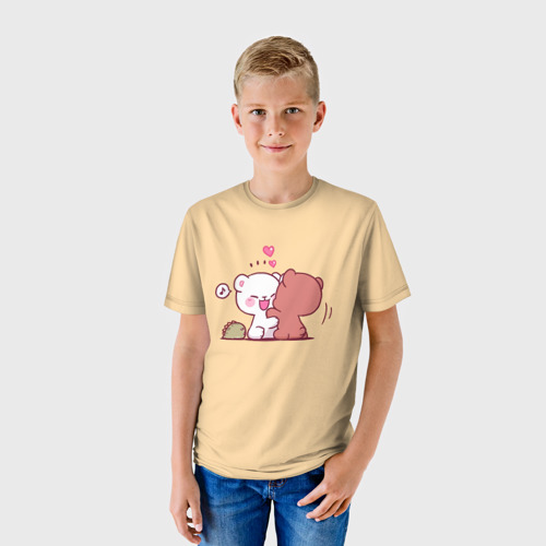Детская футболка 3D Плюшевые медвежьи объятия, цвет 3D печать - фото 3