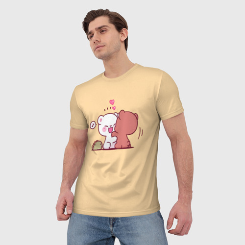Мужская футболка 3D Плюшевые медвежьи объятия, цвет 3D печать - фото 3