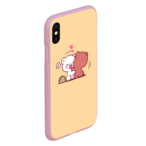 Чехол для iPhone XS Max матовый Плюшевые медвежьи объятия, цвет розовый - фото 3