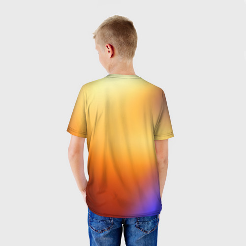 Детская футболка 3D с принтом Яркая совушка, вид сзади #2