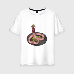 Женская футболка хлопок Oversize Old school worm