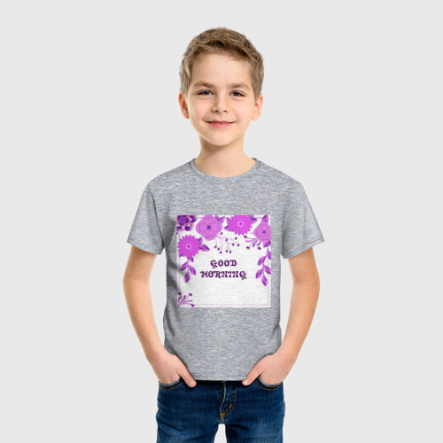 Детская футболка хлопок с принтом Цветок и веточка, фото на моделе #1