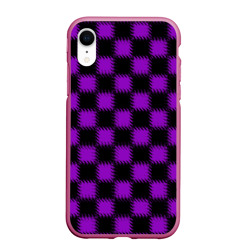 Фиолетовый черный узор Шахматка – Чехол для iPhone XR матовый с принтом купить