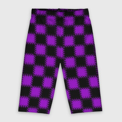 Фиолетовый черный узор шахматка – Велосипедки 3D с принтом купить