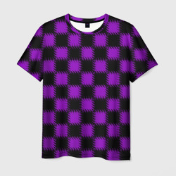 Фиолетовый черный узор шахматка – Мужская футболка 3D с принтом купить со скидкой в -26%