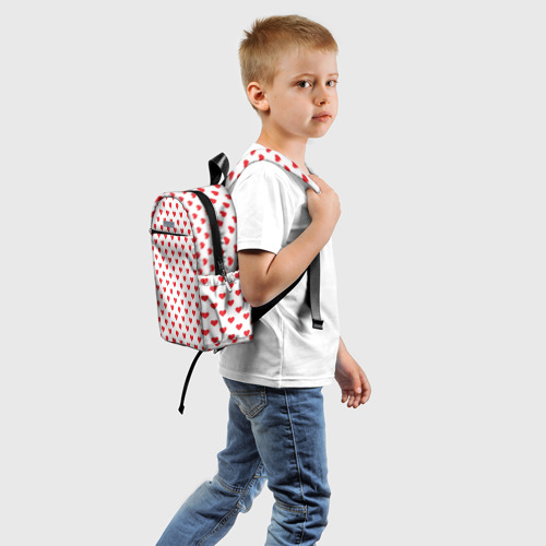 Детский рюкзак 3D с принтом Сердечки - паттерн, вид сзади #1
