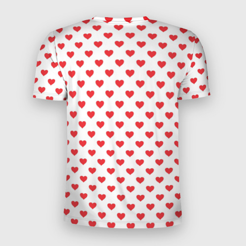 Мужская футболка 3D Slim с принтом Сердечки - паттерн, вид сзади #1