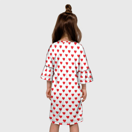 Детское платье 3D с принтом Сердечки - паттерн, вид сзади #2