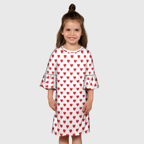 Детское платье 3D с принтом Сердечки - паттерн, вид сбоку #3