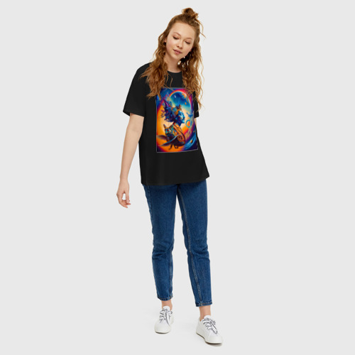 Женская футболка хлопок Oversize Salvador Dali - space portrait - neural network, цвет черный - фото 5