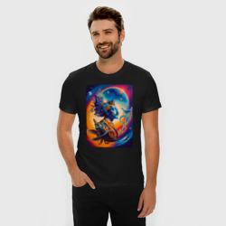 Мужская футболка хлопок Slim Salvador Dali - space portrait - neural network - фото 2