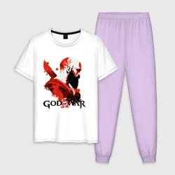 Мужская пижама с белой футболкой хлопок Кратос, арт