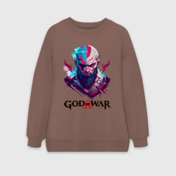 Женский свитшот oversize без начеса хлопок God of War, Kratos