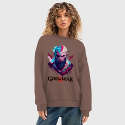 Женский свитшот oversize без начеса хлопок God of War, Kratos - фото 2