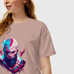 Женская футболка хлопок Oversize God of War, Kratos - фото 2