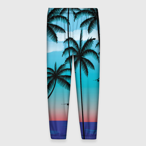 Мужские брюки 3D с принтом Пальмы в Майями, вид сзади #1
