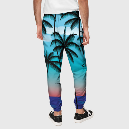Мужские брюки 3D с принтом Пальмы в Майями, вид сзади #2