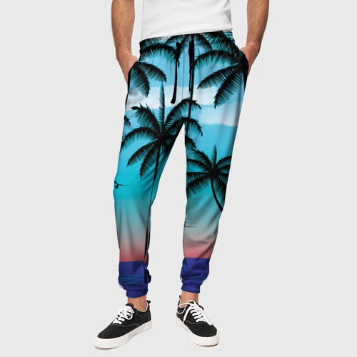 Мужские брюки 3D с принтом Пальмы в Майями, вид сбоку #3