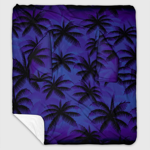 Плед с рукавами с принтом Пальмы на синем, Гавайи, вид спереди #2