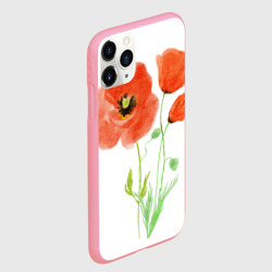 Чехол для iPhone 11 Pro Max матовый Красные акварельные маки - фото 2