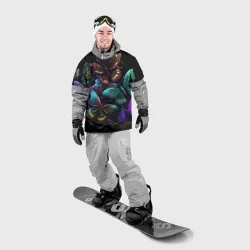 Накидка на куртку 3D Разные неоновые бабочки