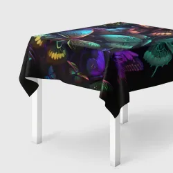 Скатерть 3D Разные неоновые бабочки