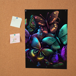 Постер Разные неоновые бабочки - фото 2