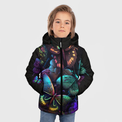 Зимняя куртка для мальчиков 3D Разные неоновые бабочки - фото 2