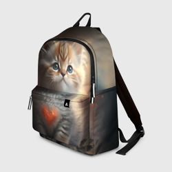 Рюкзак 3D Рыжий котенок с сердечком
