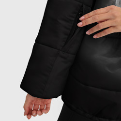 Куртка с принтом Волки - белый и черный для женщины, вид на модели спереди №4. Цвет основы: черный