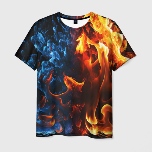 Мужская футболка 3D Битва огней - два пламени, цвет 3D печать
