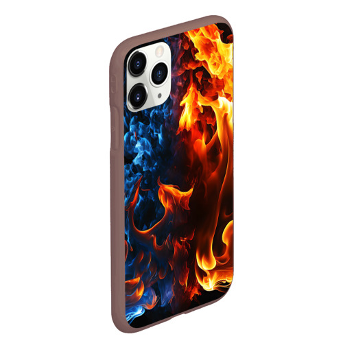 Чехол для iPhone 11 Pro Max матовый Битва огней - два пламени, цвет коричневый - фото 3