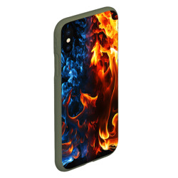 Чехол для iPhone XS Max матовый Битва огней - два пламени - фото 2