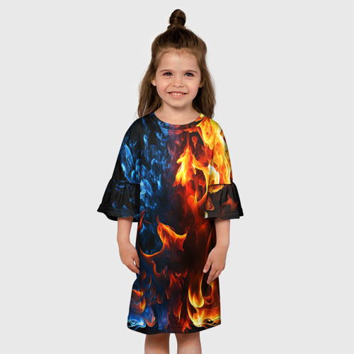 Детское платье 3D Битва огней - два пламени, цвет 3D печать - фото 4