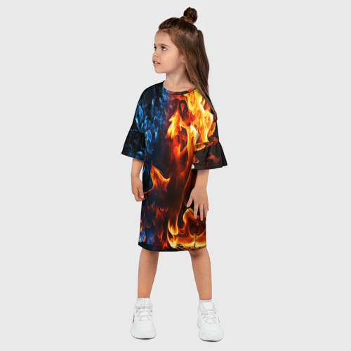 Детское платье 3D Битва огней - два пламени, цвет 3D печать - фото 3