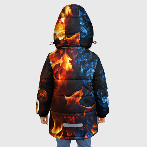 Зимняя куртка для девочек 3D Битва огней - два пламени, цвет черный - фото 4